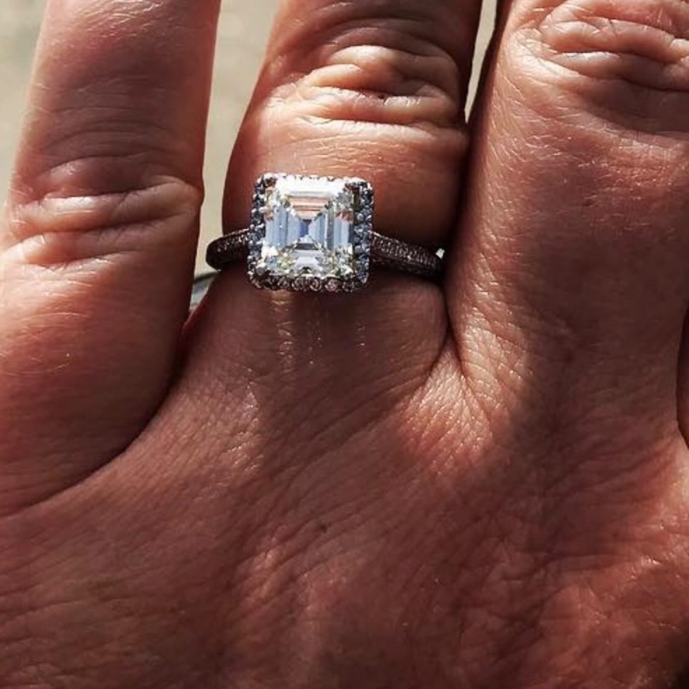 Tacori Platinum Asscher Cut Diamond Ring